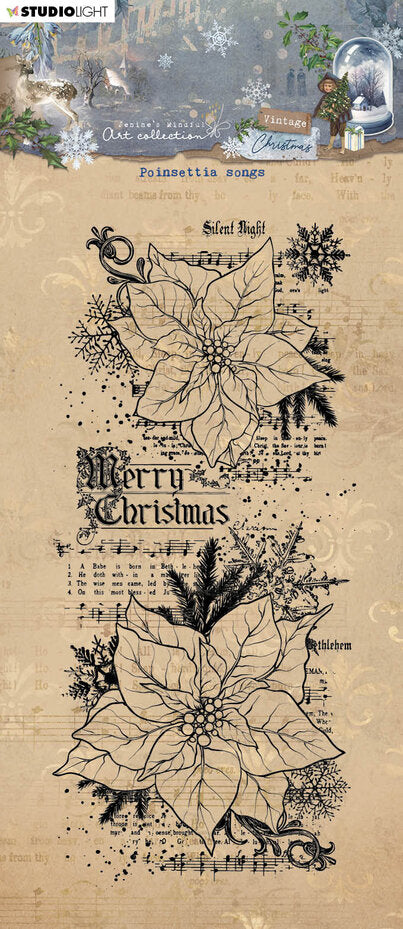Studio Light - Clear Stamp Set - Jenine's Mindful Art - Vintage Christmas - Poinsettia Songs