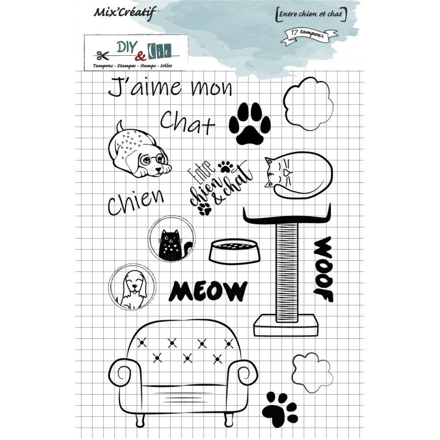 DIY & Cie - Clear Silicon Stamp - Between Dogs & Cats