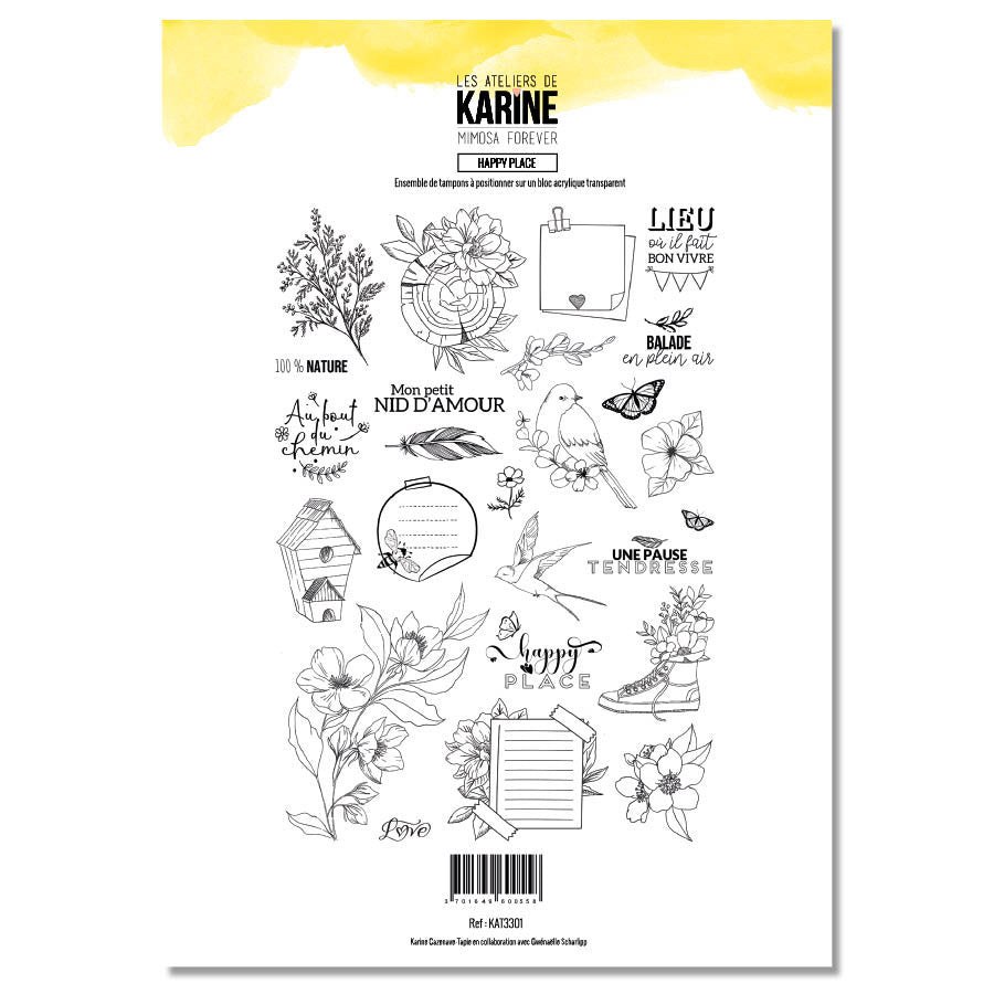 Les Ateliers De Karine - A4 - Clear Stamp Set - Happy Place