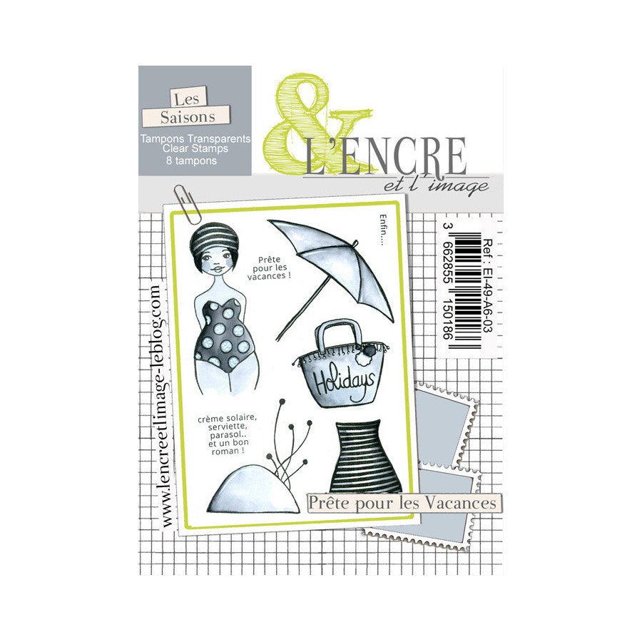 L'Encre et L'Image - A6 - Clear Stamp Set - Ready for Vacation
