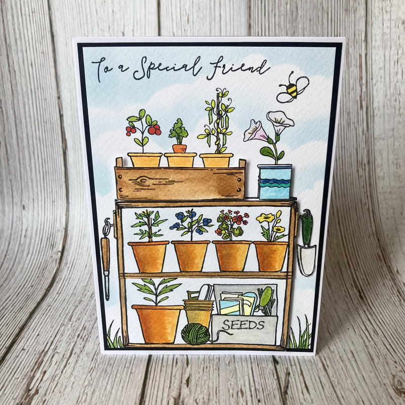 Hobby Art Stamps - Clear Polymer Stamp Set - A5 - Potting Bench