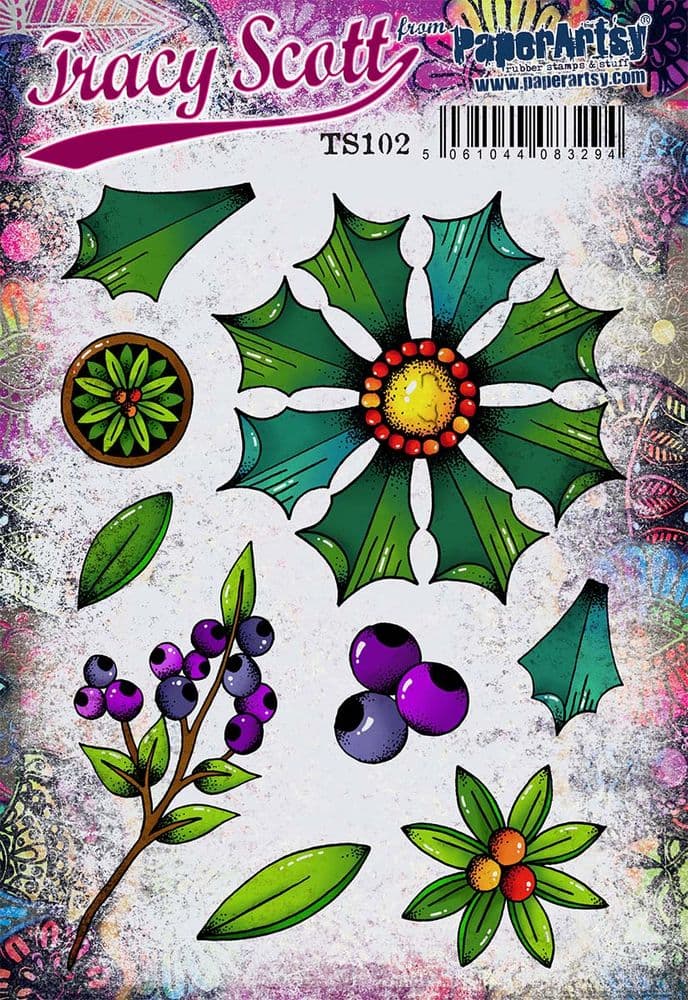 PaperArtsy - Tracy Scott 102 - Rubber Cling Mounted Stamp Set
