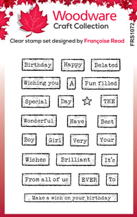 Woodware - Clear Stamps - A6 - Birthday Tape Words