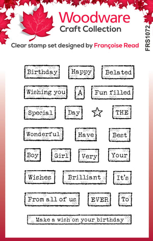 Woodware - Clear Stamps - A6 - Birthday Tape Words
