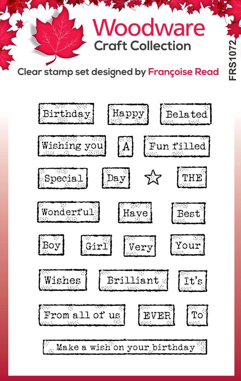 Woodware - Clear Stamps - A6 - Birthday Tape Words