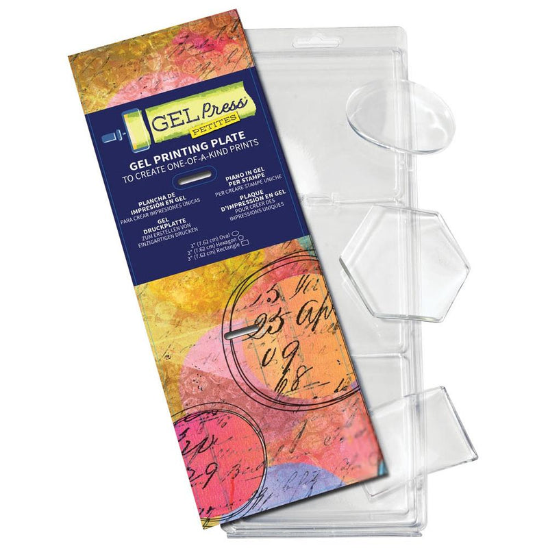Gel Press Reusable Gel Printing Plate 3pk Hex/Oval/Rectangle Set Assorted  Sizes