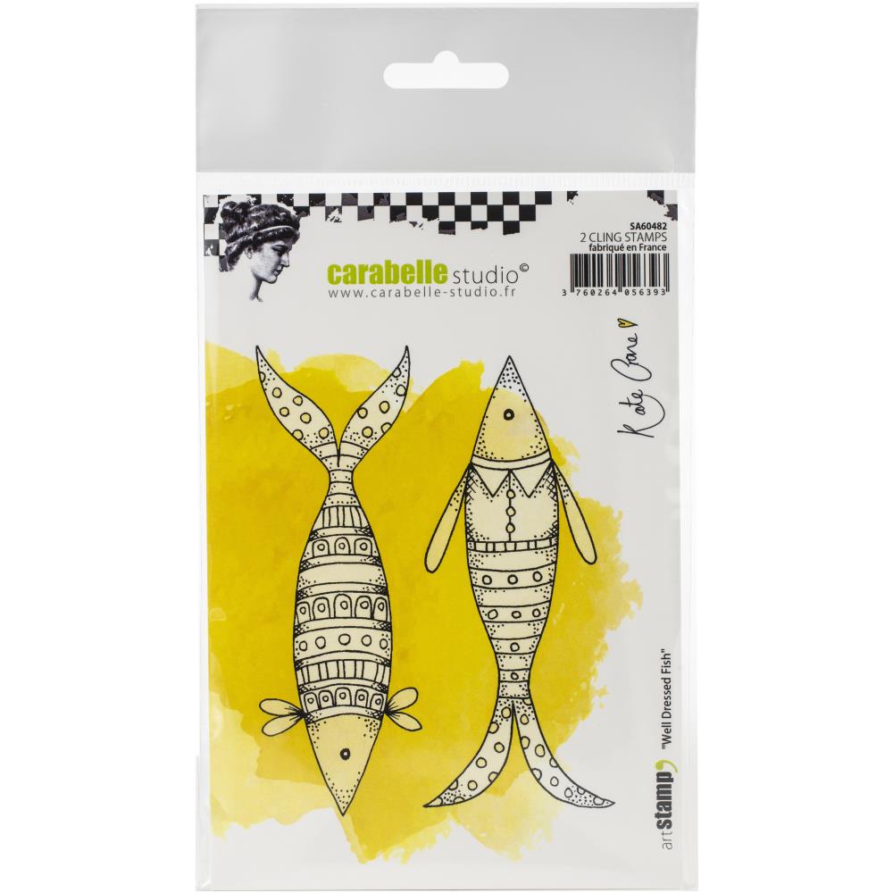 Carabelle Studio - A6 - Rubber Cling Stamp Set - Kate Crane - Well Dressed Fish