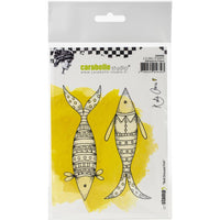 Carabelle Studio - A6 - Rubber Cling Stamp Set - Kate Crane - Well Dressed Fish