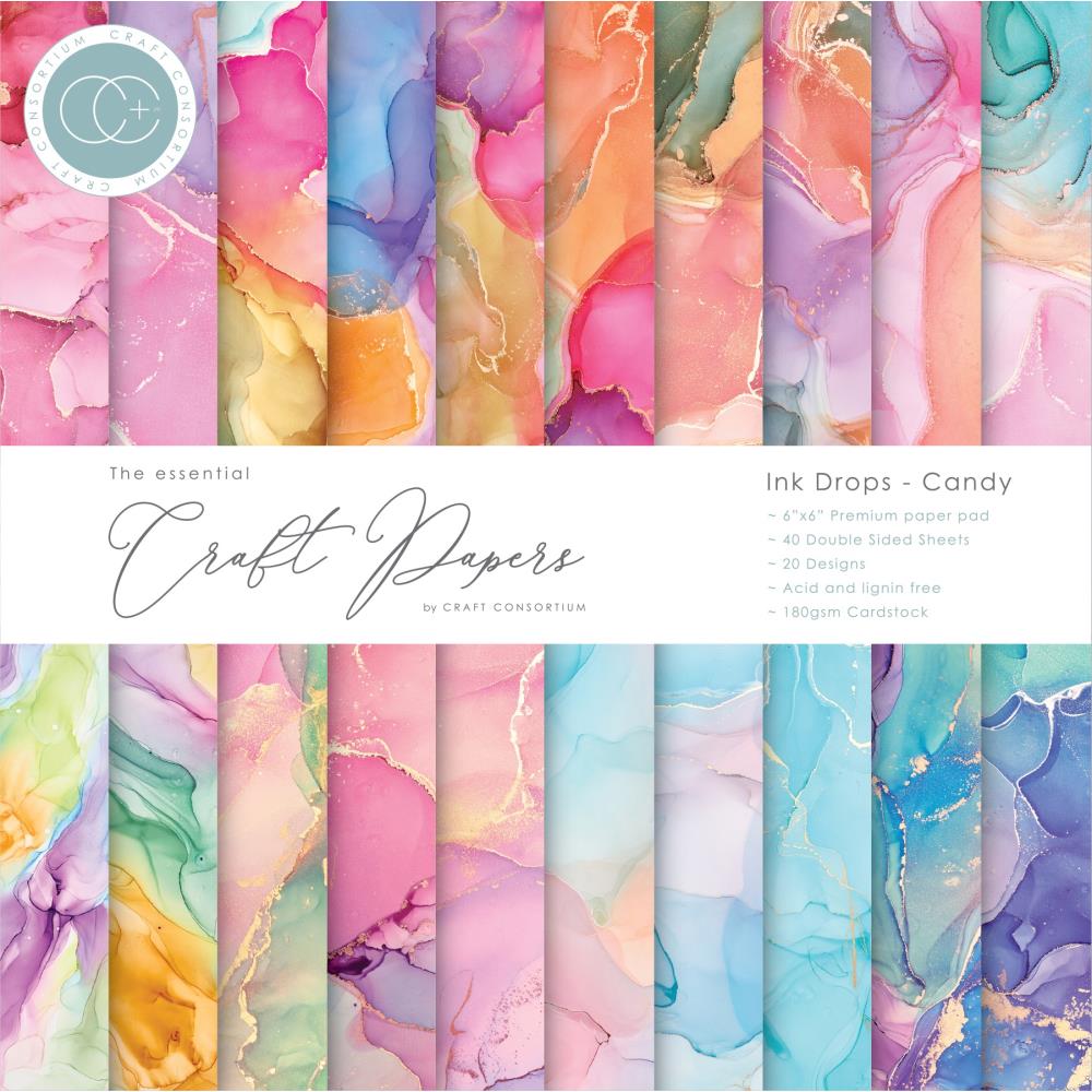Craft Consortium - 6 x 6 Paper Pad - Ink Drops - Candy