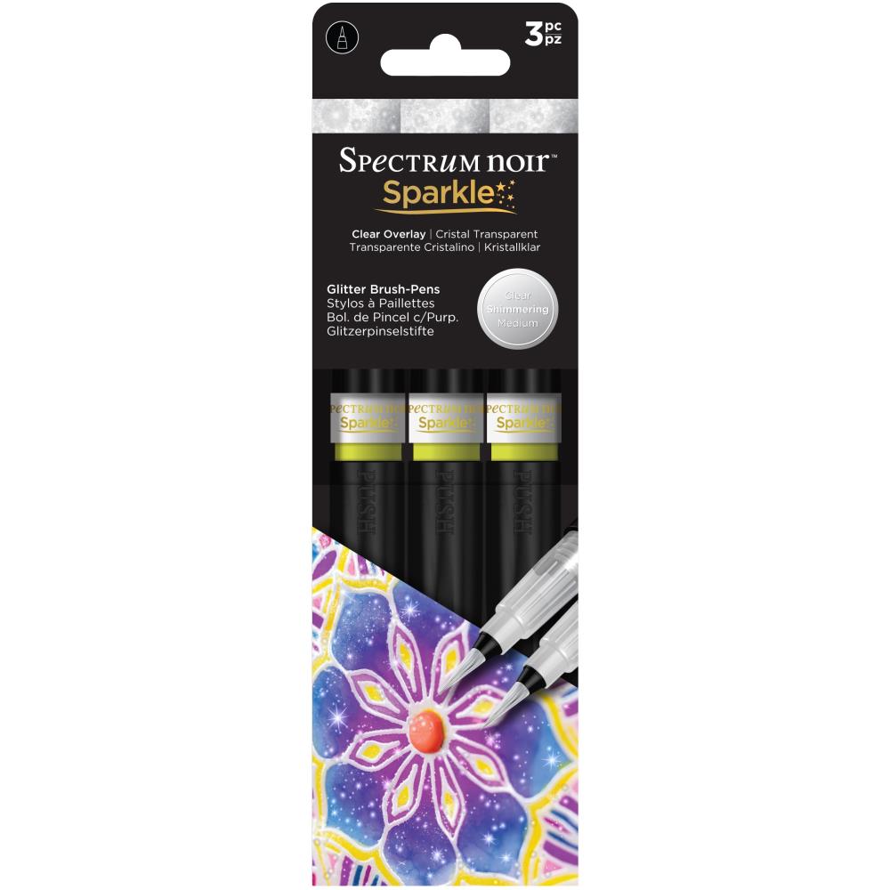 Spectrum Noir - Sparkle Glitter Brush Pens - Clear Overlay