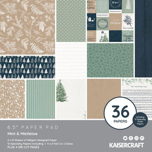KaiserCraft - 6.5" x 6.5" Paper Pad - Mint & Mistletoe