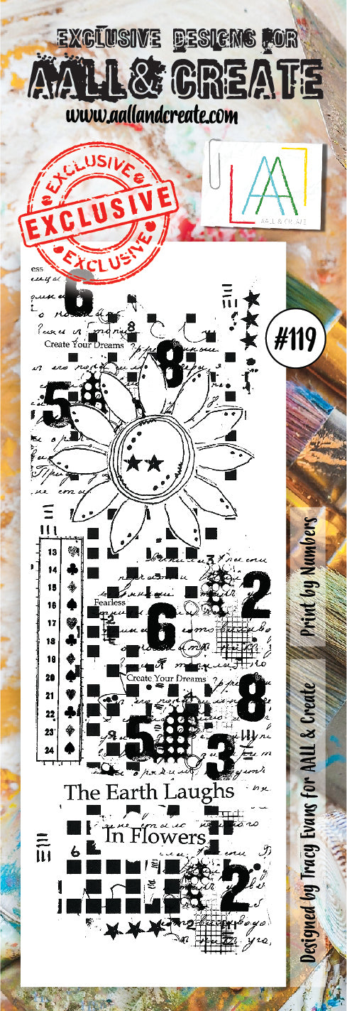 AALL & Create - Clear Border Stamp - #119 - Flower & Numbers
