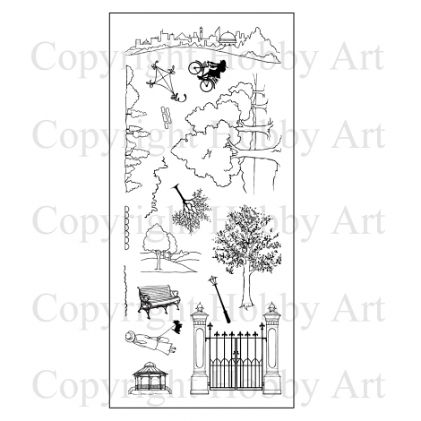 Hobby Art Stamps - Clear Polymer Stamp Set - Walk in the Park