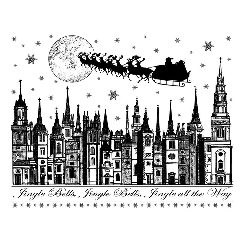Crafty Individuals - Unmounted Rubber Stamp - 254 - Jingle Bells Rooftops