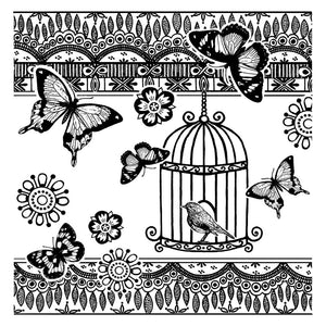 Crafty Individuals - Unmounted Rubber Stamp - 301 - Bird and Butterflies