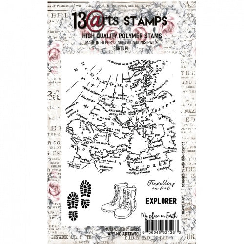 13@rts - A6 - Clear Stamp Set - Travel Map - Aida Domisiewicz