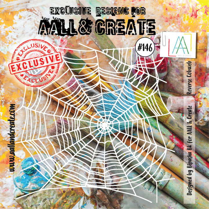 AALL & Create - Stencil - 6x6 - 146 - Reverse Cobweb - Bipasha Bk