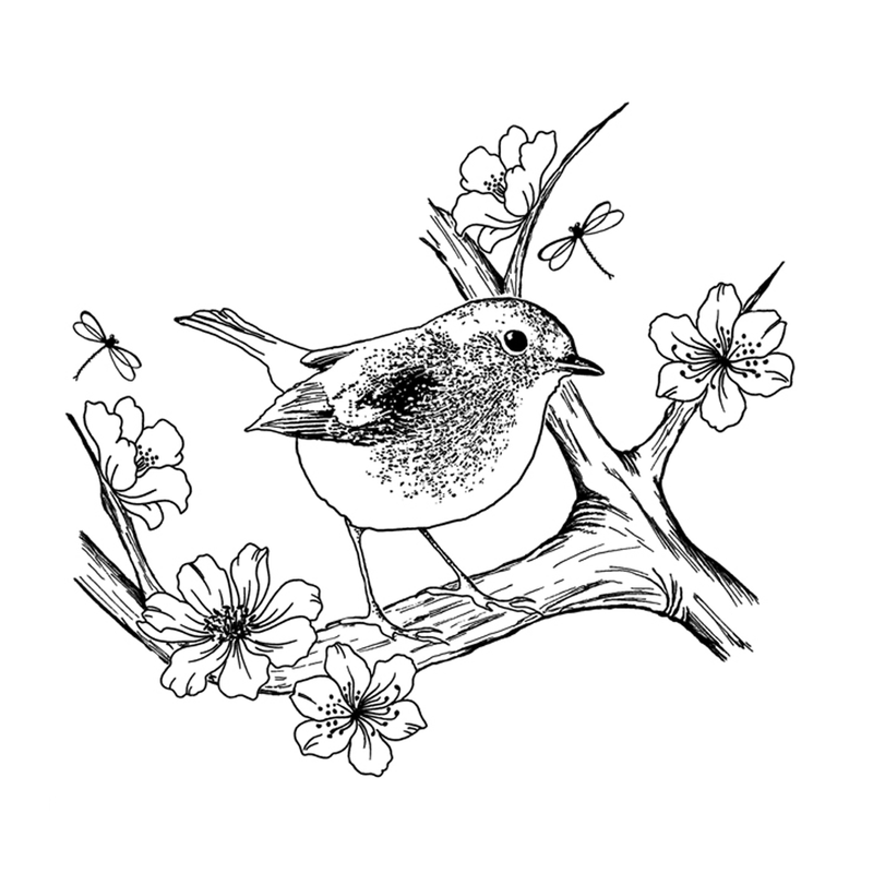 Crafty Individuals - Unmounted Rubber Stamp - 483 - Blossom Robin