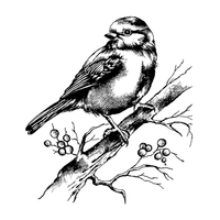 Crafty Individuals - Unmounted Rubber Stamp - 505 - Bluebird with Branch and Berries by Maria Kitano