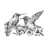 Crafty Individuals - Unmounted Rubber Stamp - 509 - Hummingbird Amongst Blossoms