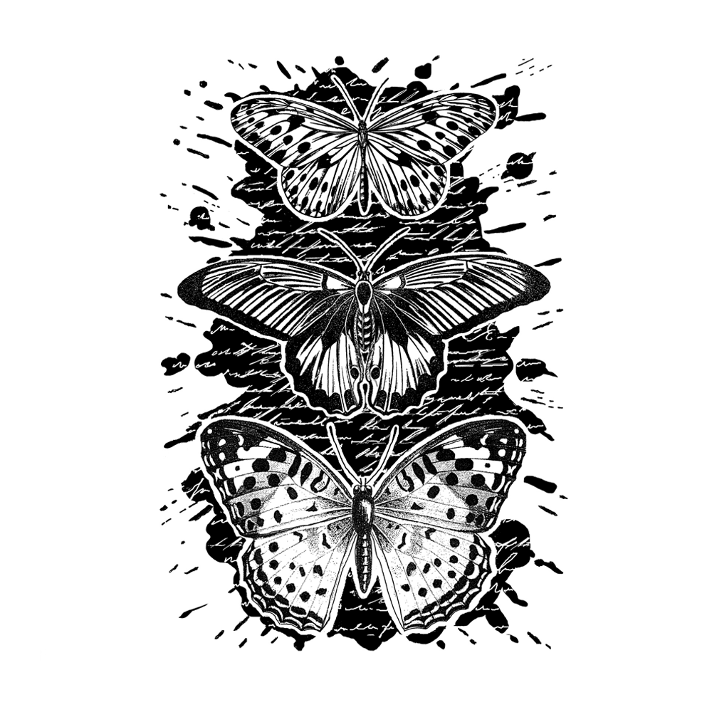 Crafty Individuals - Unmounted Rubber Stamp - 520 - Trio of Inky Butterflies