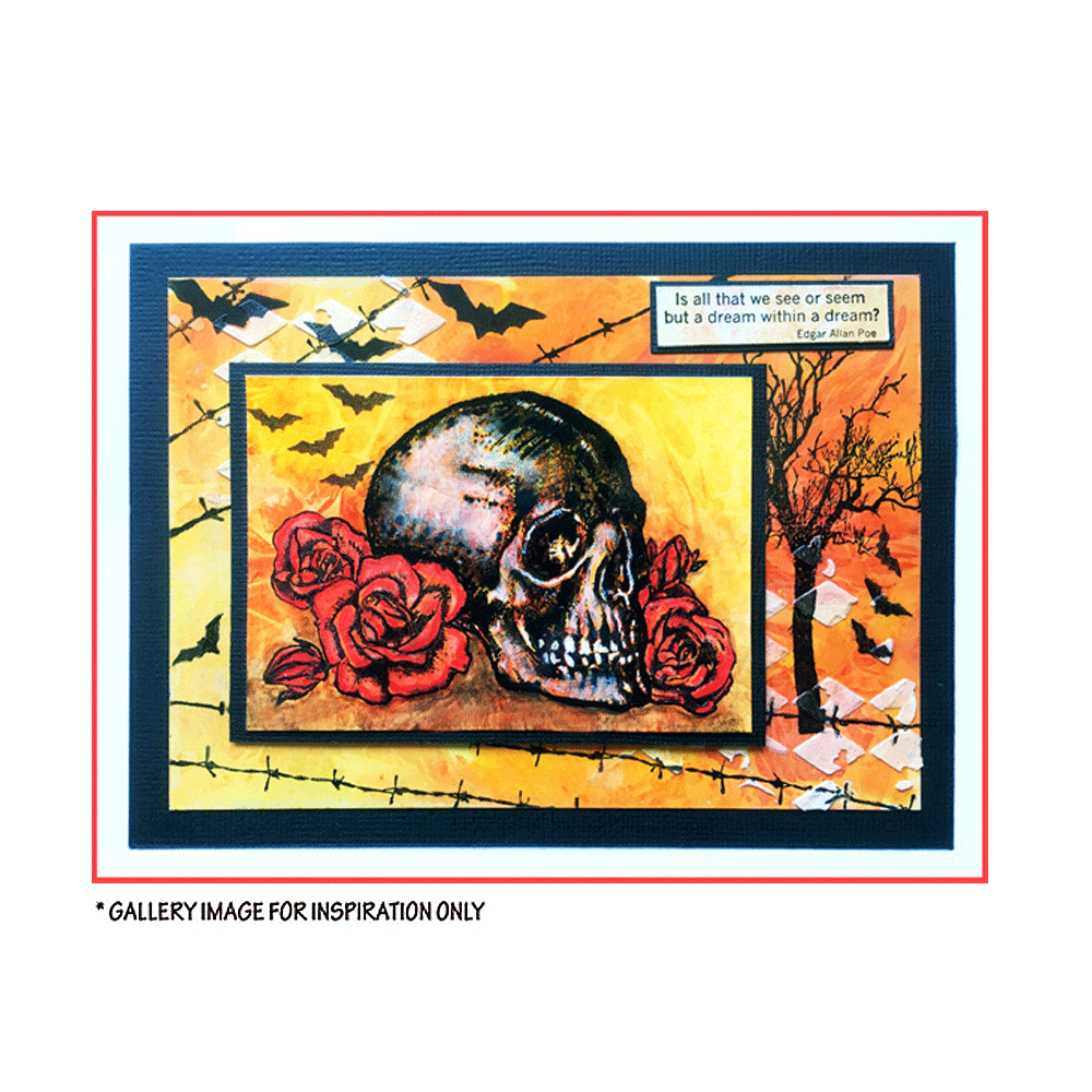 Crafty Individuals - Unmounted Rubber Stamp - 529 - Skull n Roses