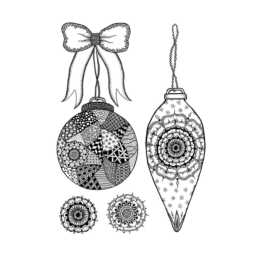 Crafty Individuals - Unmounted Rubber Stamp - 532 - Baubles & Bow