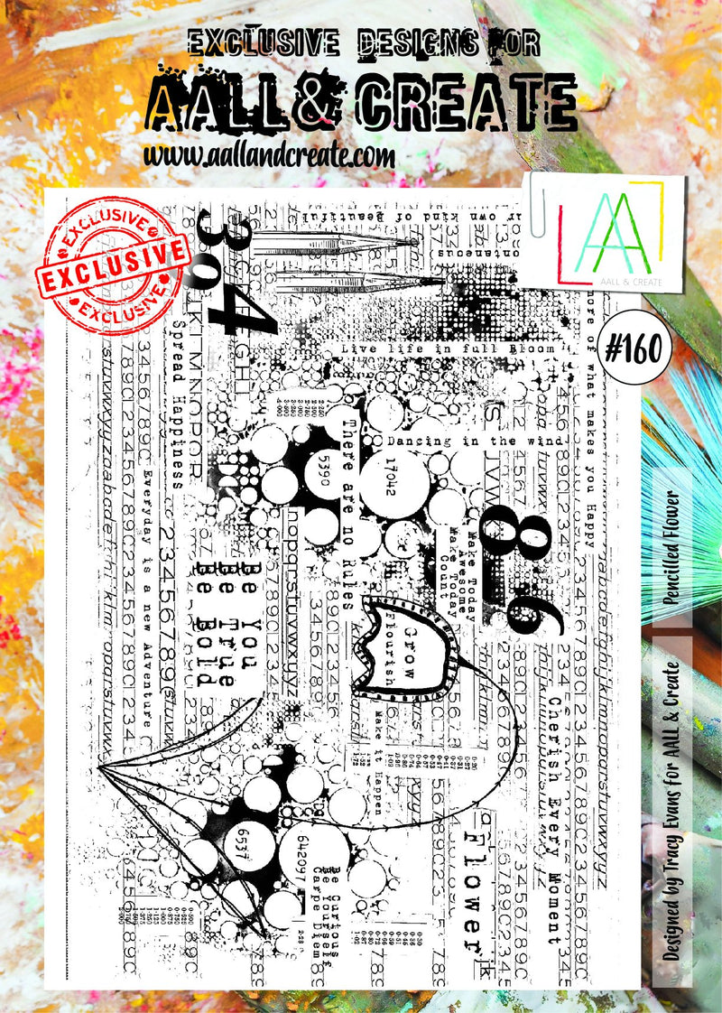 AALL & Create - A4 - Clear Stamps - 160 - A4 - Pencilled Flower