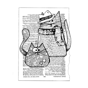 Crafty Individuals - Unmounted Rubber Stamp - 568 - Trilby Cats