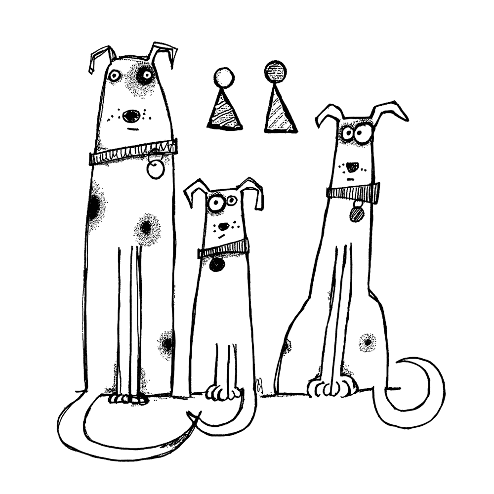 Crafty Individuals - Unmounted Rubber Stamp - 590 - Three (Festive ) Dogs