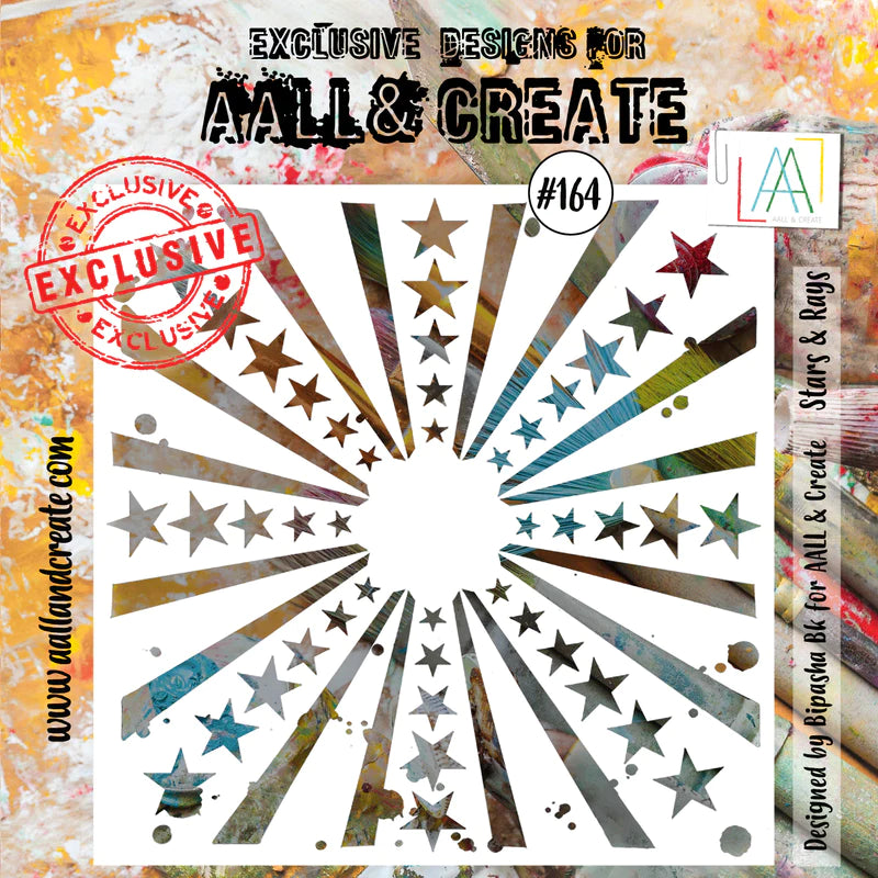 AALL & Create - Stencil - 6x6 - 164 - Bipasha Bk - Stars & Rays