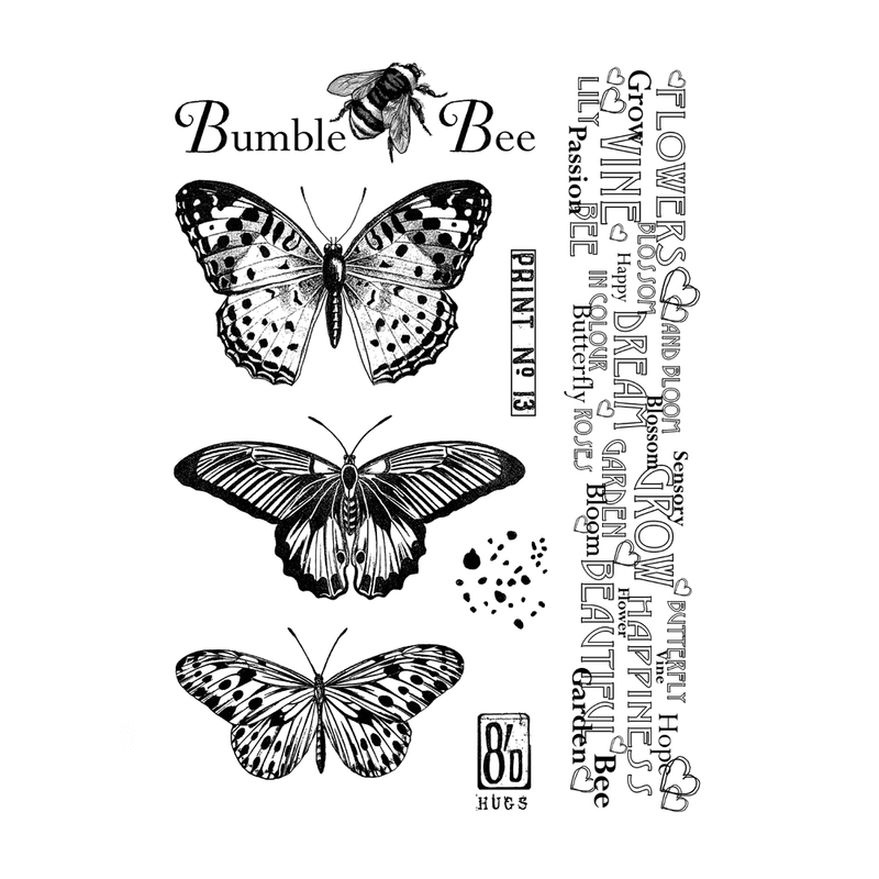 Crafty Individuals - Unmounted Rubber Stamp - 597 - Butterflies and Bees