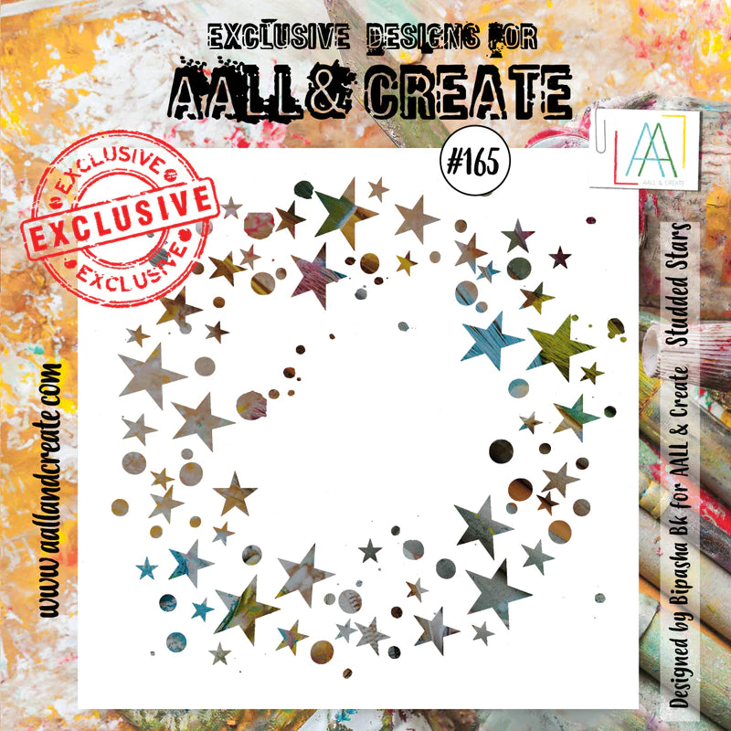 AALL & Create - Stencil - 6x6 - 165 - Bipasha Bk - Studded Stars