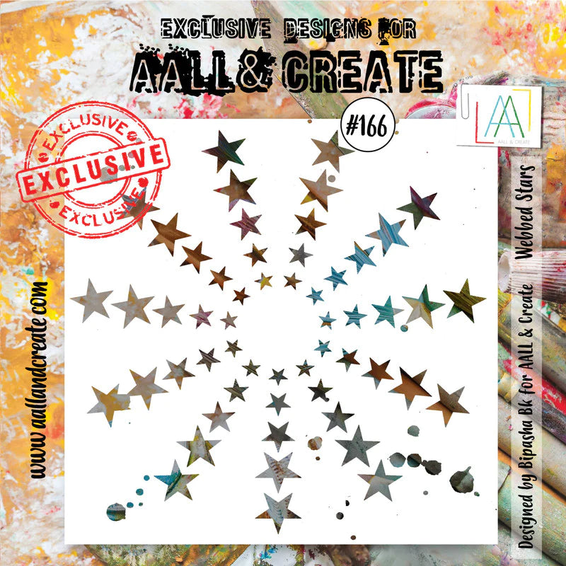 AALL & Create - Stencil - 6x6 - #166 - Bipasha Bk - Webbed Stars