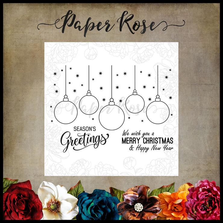 Paper Rose - Hanging Ornaments 3 x 4 - Clear Stamp Set