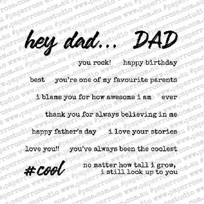 Paper Rose - Hey Dad 4 x 4 - Clear Stamp Set