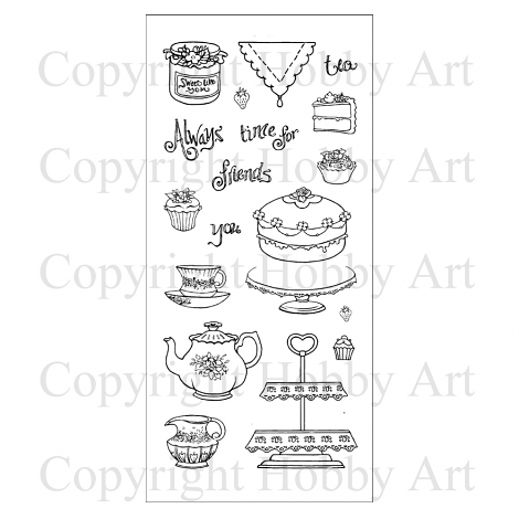 Hobby Art Stamps - Clear Polymer Stamp Set - Time for Tea