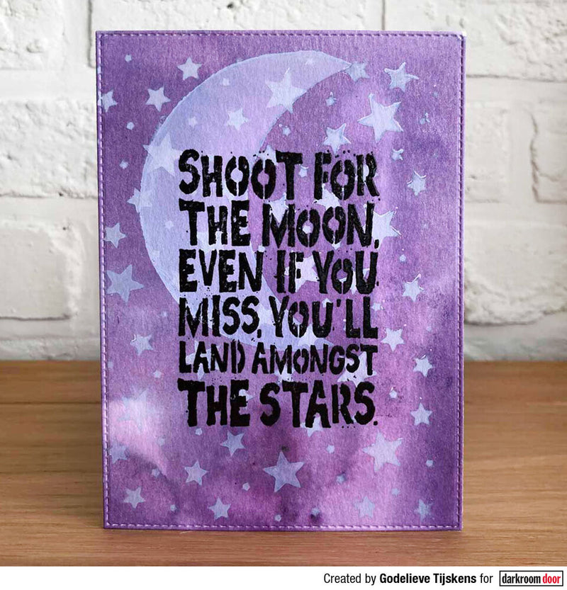 Darkroom Door - Quote - Red Rubber Cling Stamp - Shoot for the Moon