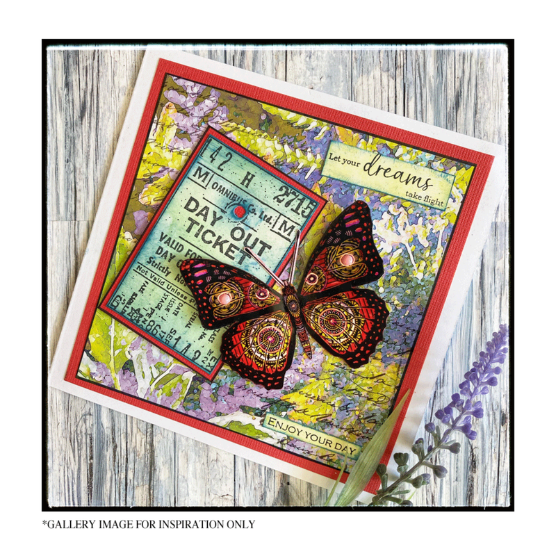 Crafty Individuals - Unmounted Rubber Stamp - 606 - Butterfly and Rose