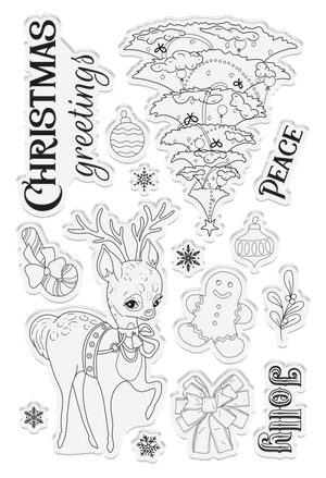 Crafter's Companion - Clear Stamp set - Vintage Snowman - Christmas Greetings