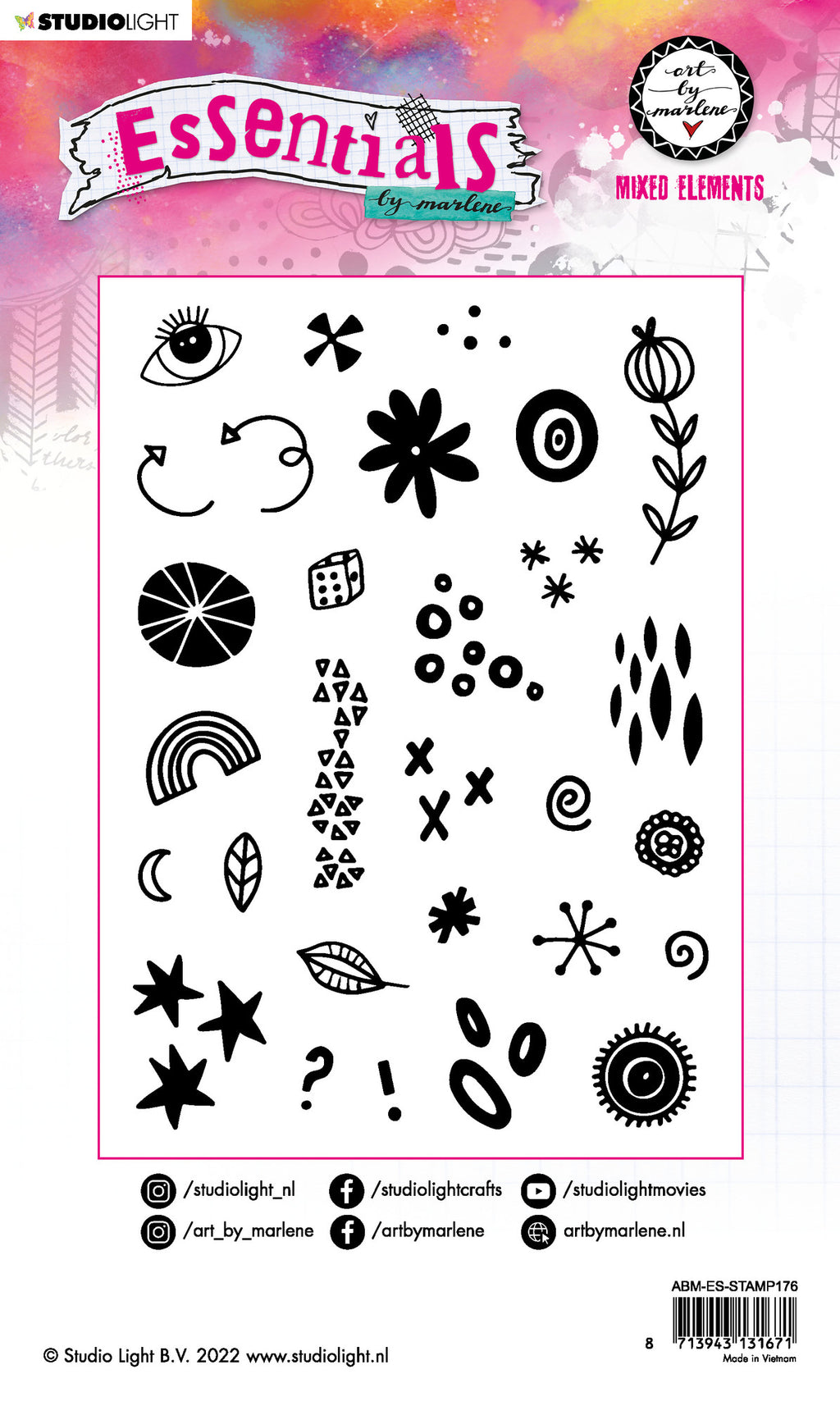 Studio Light -  Art by Marlene - Essentials - Rubber Cling Stamps - Mixed Elements - Sunset Landscape