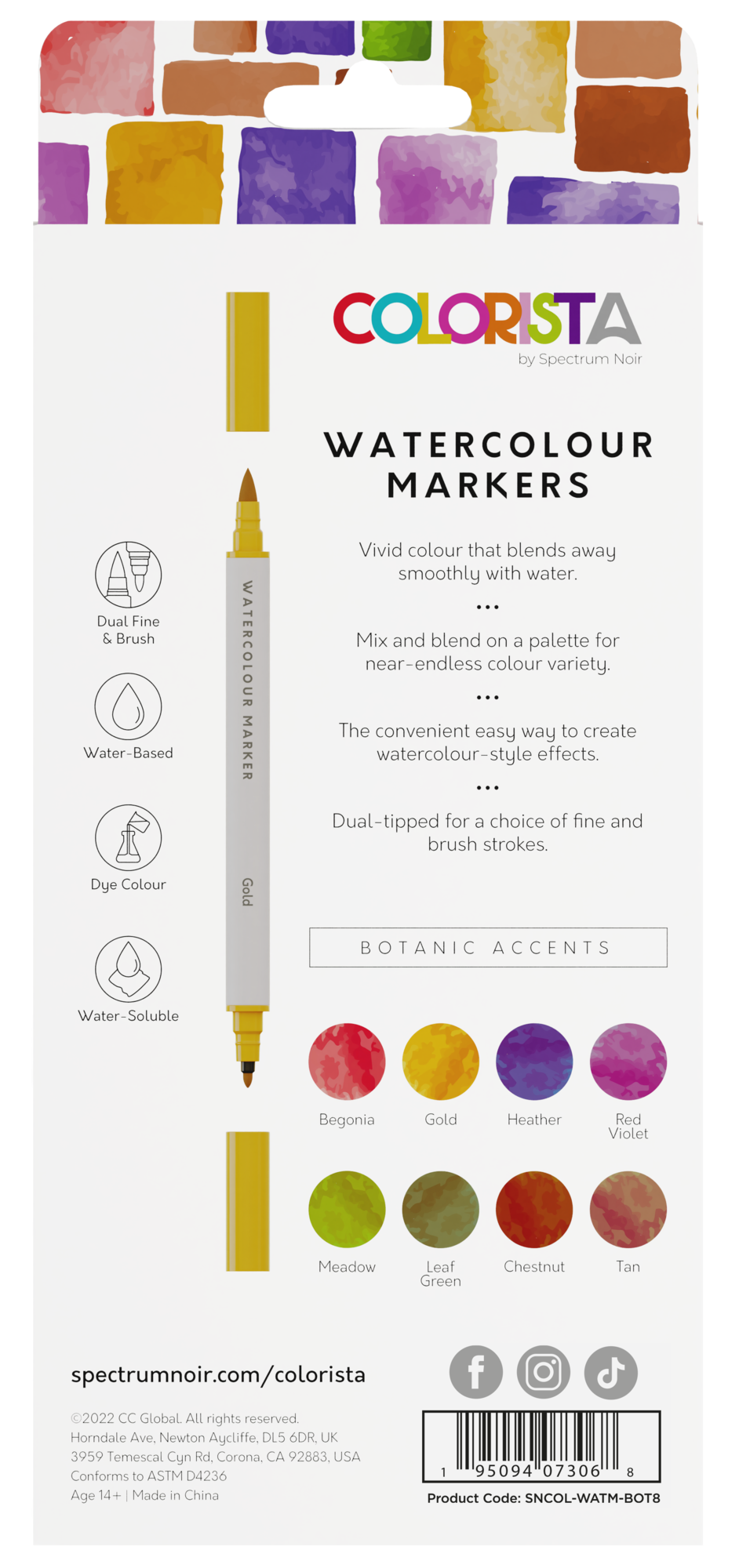 Spectrum Noir - Colorista - Watercolor Markers - Botanic Accents