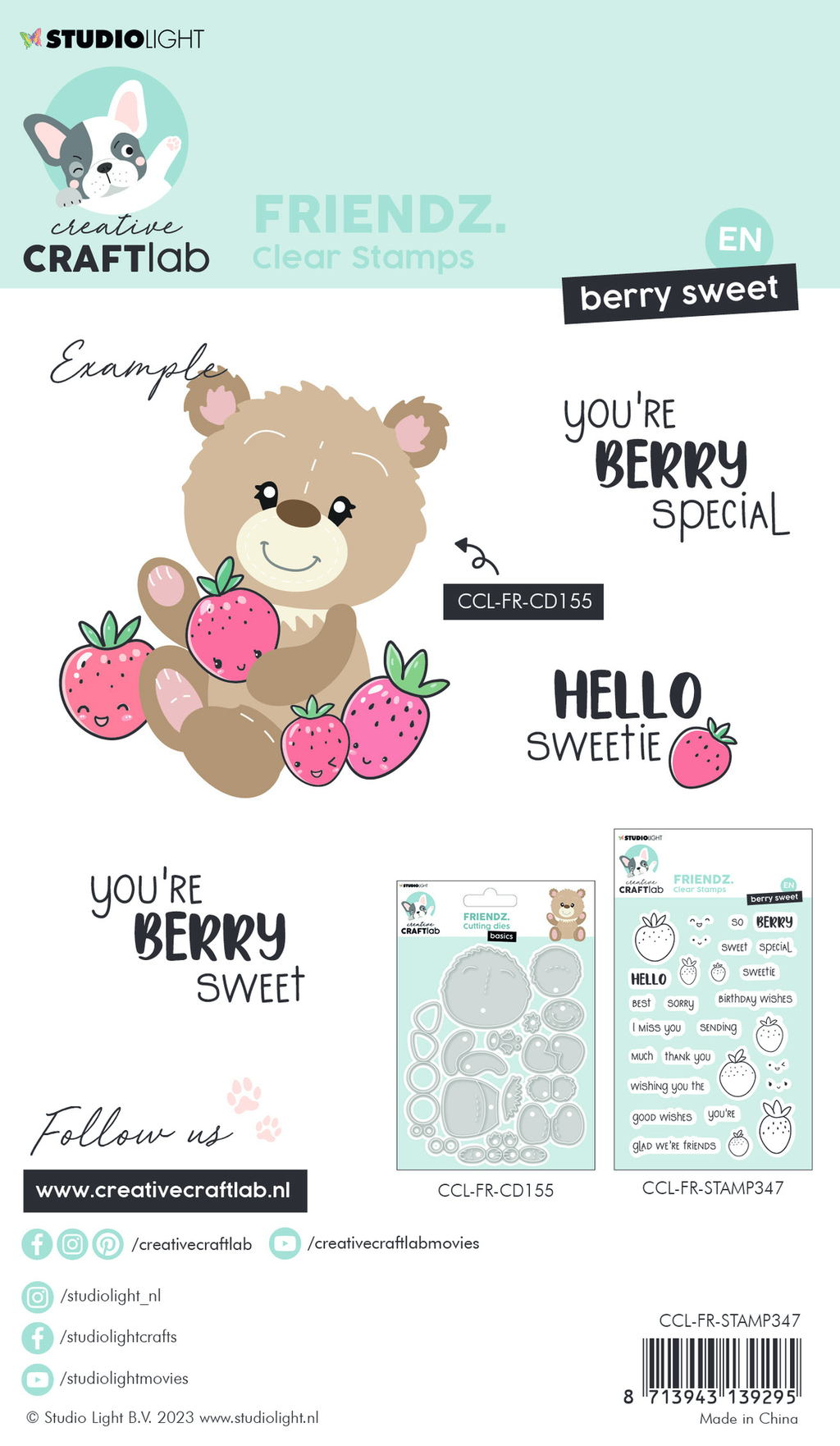 Studio Light - Creative Craftlab - Clear Stamp Set - A6 - Berry Sweet