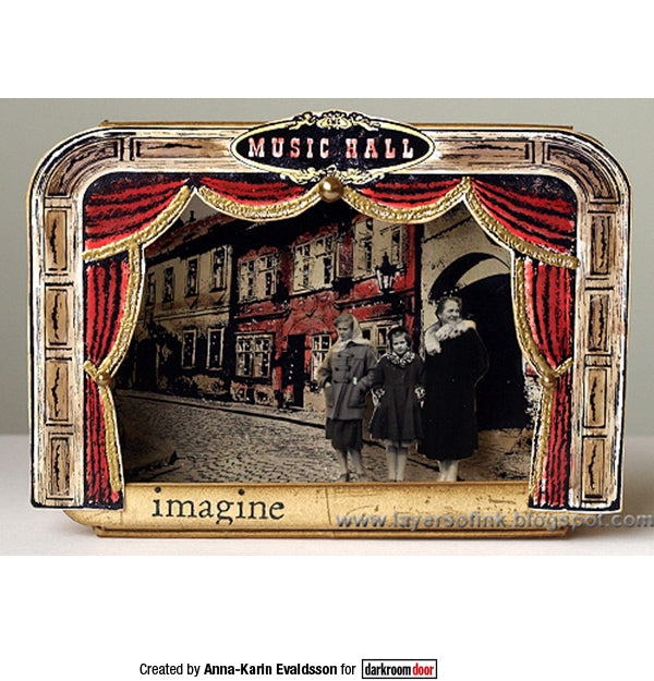 Darkroom Door - Frame Stamp - Music Hall - Red Rubber Cling Stamps