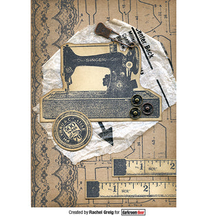 Darkroom Door - Eclectic Stamp - Sewing Machine - Red Rubber Cling Stamp
