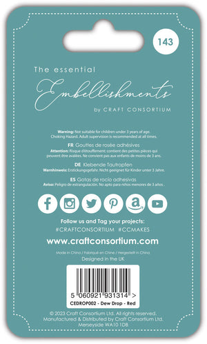 Craft Consortium - Adhesive Dew Drops - Red