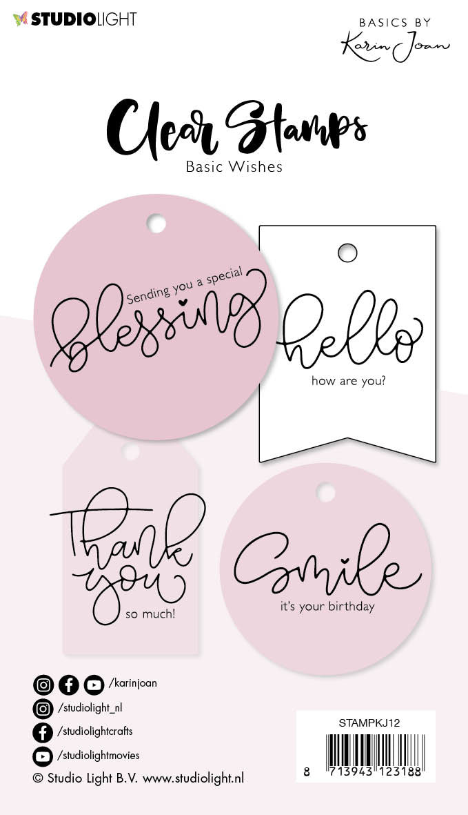 Studio Light - Karin Joan - MIssees Collection - A6 - CLEAR STAMP SET - BASIC WISHES
