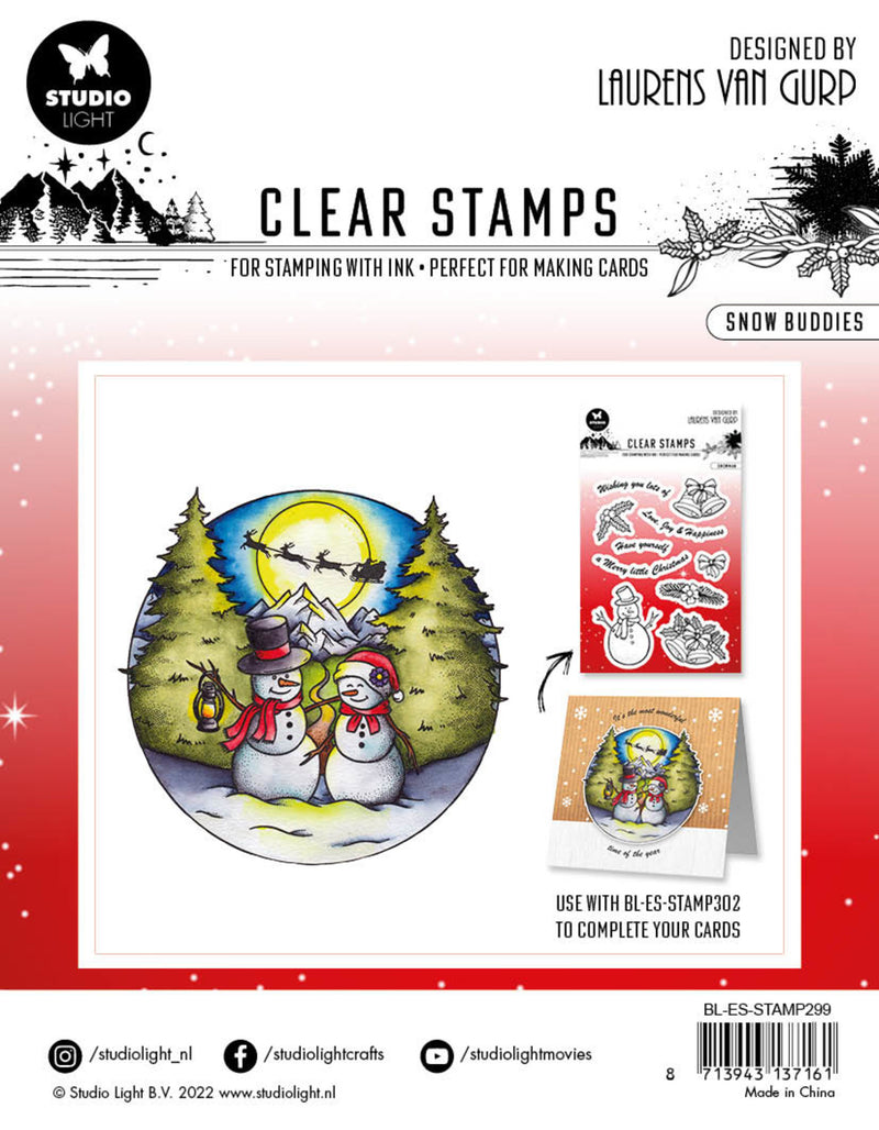 Studio Light - 4" Round - Clear Stamp - Laurens Van Gurp - Snow Buddies