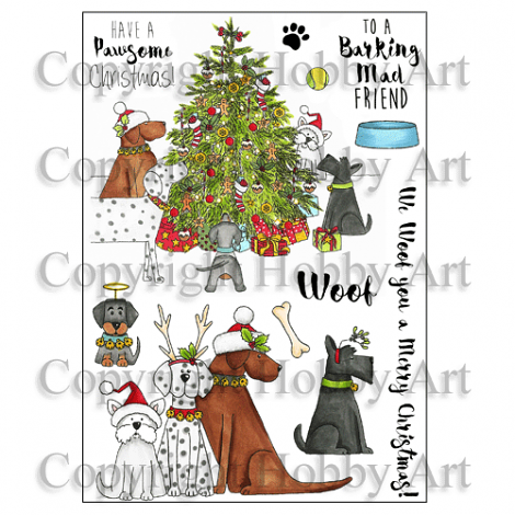 Hobby Art Stamps - Clear Polymer Stamp Set - A5 - Pawsome Christmas