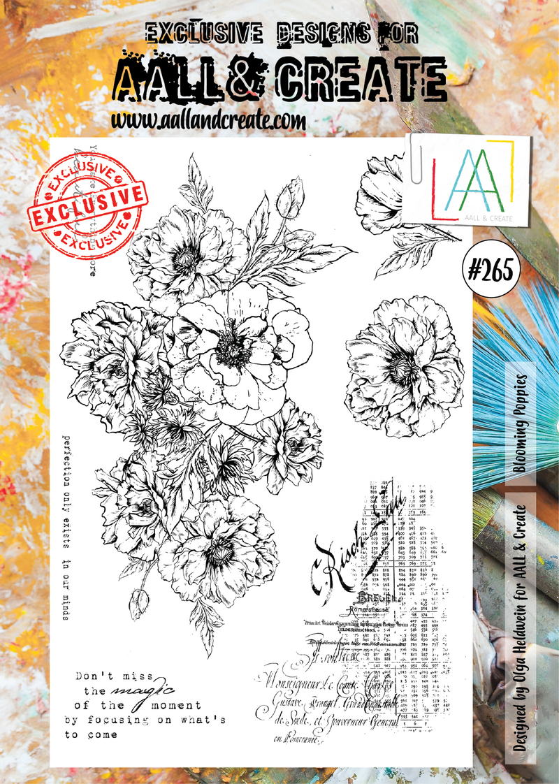 AALL & Create - A4 - Clear Stamps - 265 - A4 - Blooming Poppies - Olga Heldwein